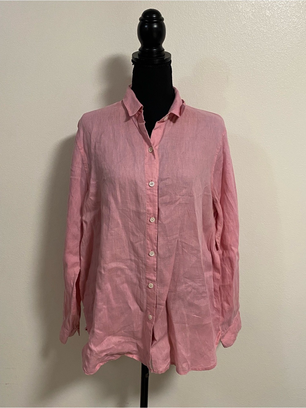 J. Jill shirt Women’s Size Small Light Pink Button-Up 100% Linen Shirt Boxy fit